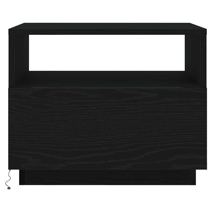 sofabord med LED-lys 50x49x40 cm sort egetræsfarve
