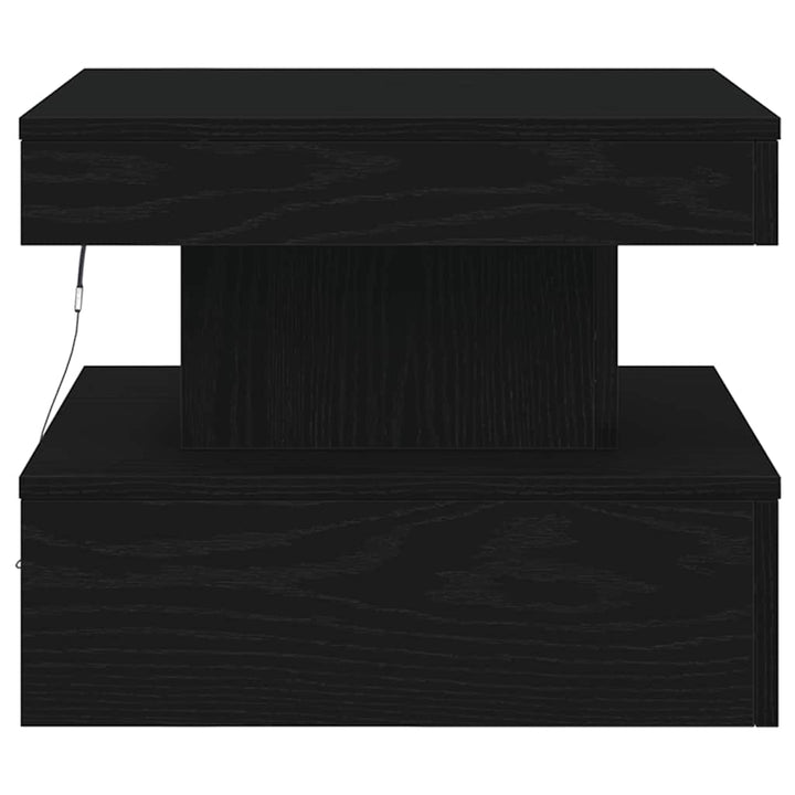 sofabord med LED-lys 50x50x40 cm sort egetræsfarve