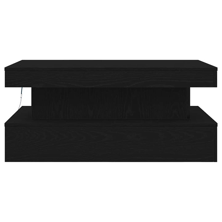 sofabord med LED-lys 90x50x40 cm sort egetræsfarve