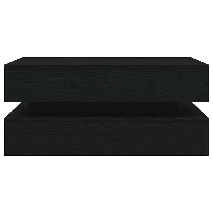 sofabord med LED-lys 90x50x40 cm sort egetræsfarve