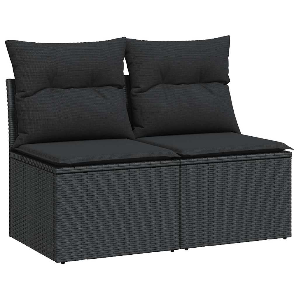 sofasæt til haven 2 dele med hynder polyrattan akacietræ sort