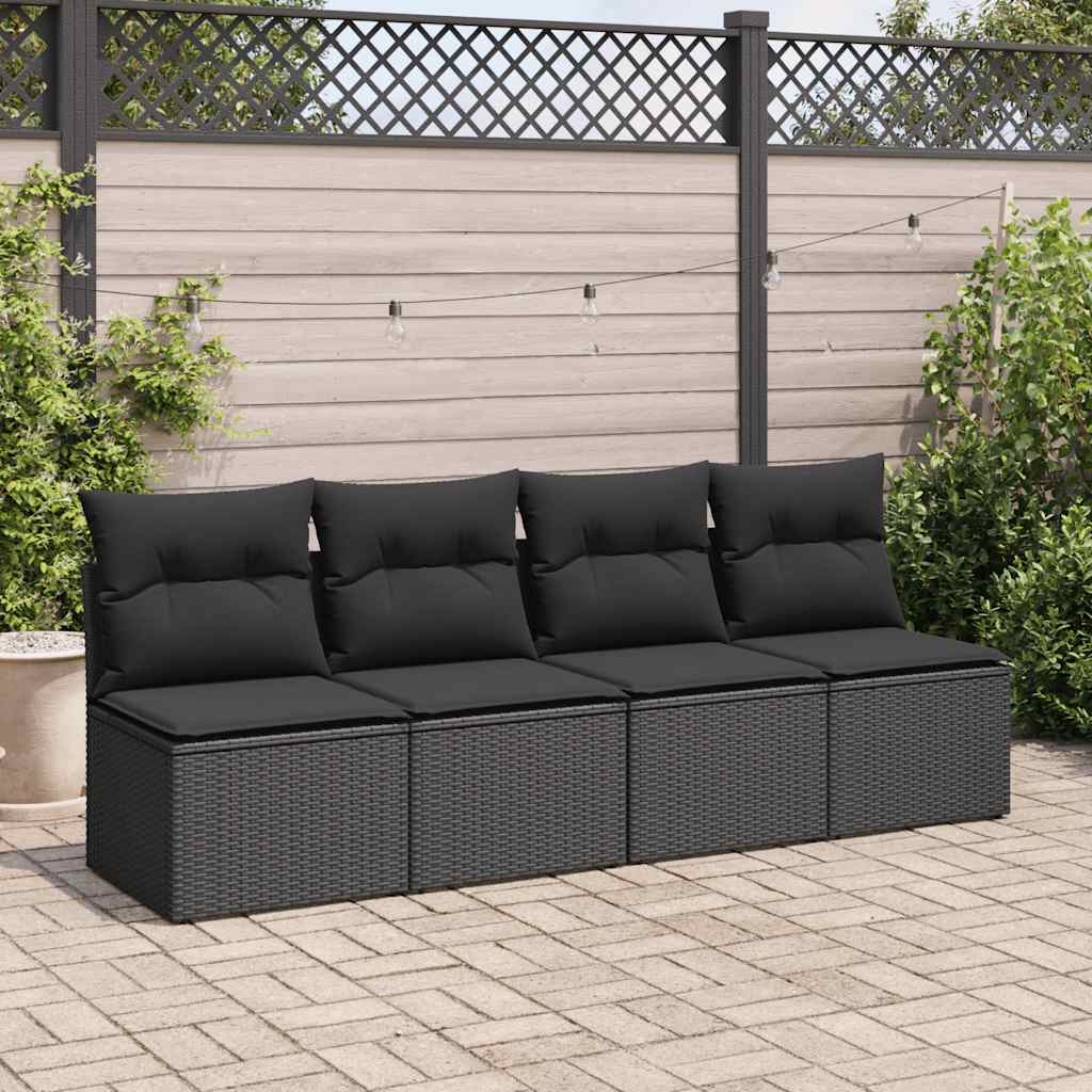 sofasæt til haven 2 dele med hynder polyrattan akacietræ sort