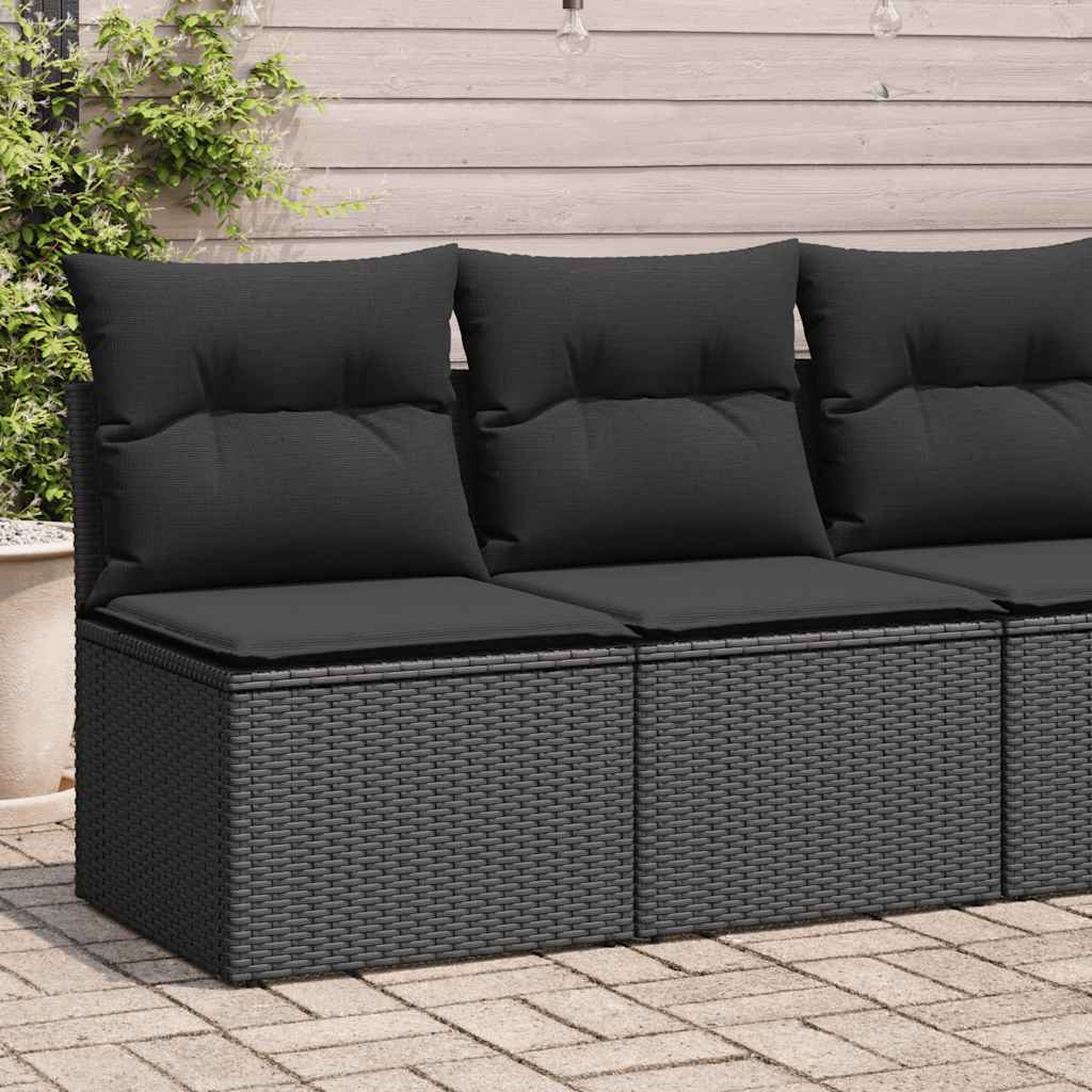 sofasæt til haven 2 dele med hynder polyrattan akacietræ sort