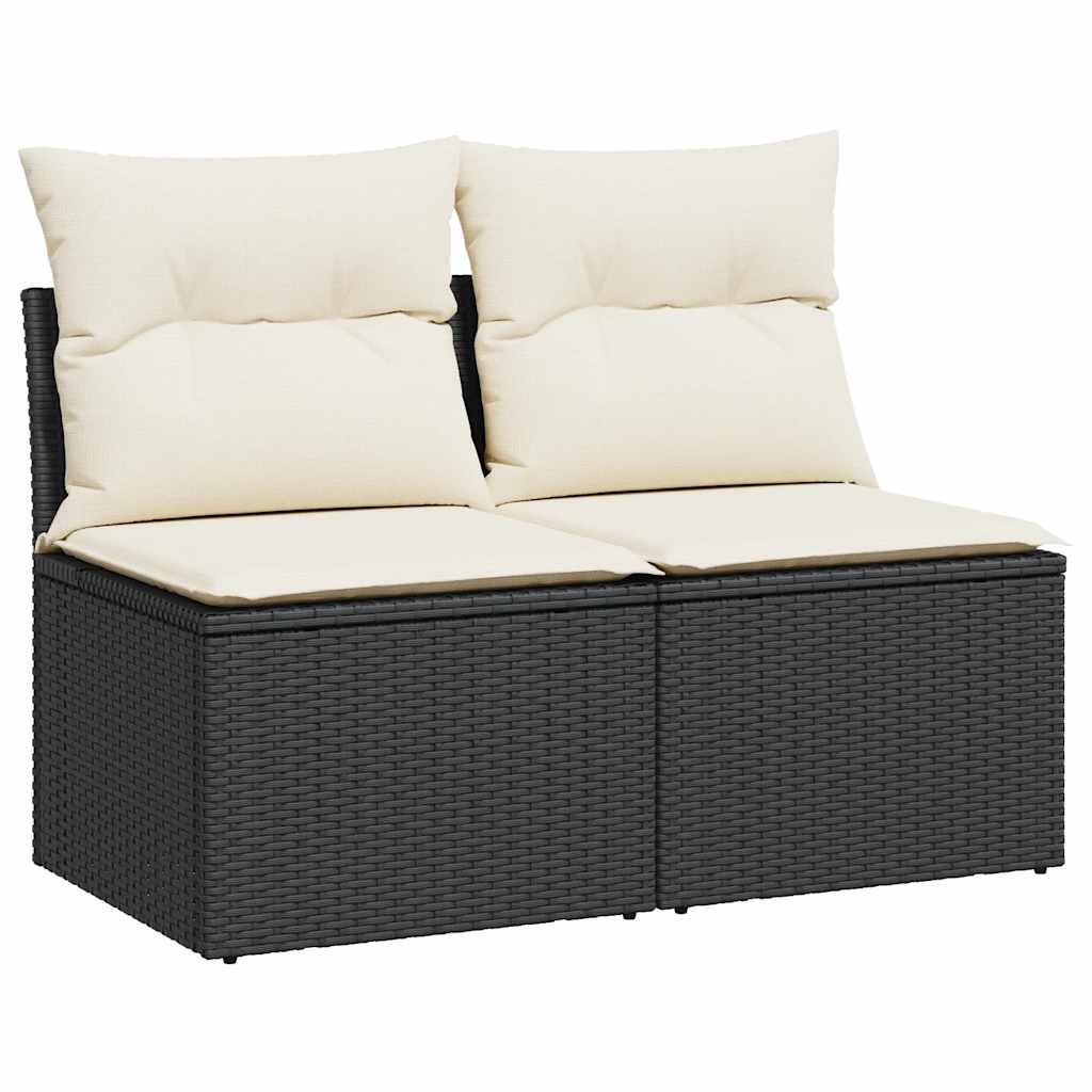 sofasæt til haven 2 dele med hynder polyrattan akacietræ sort