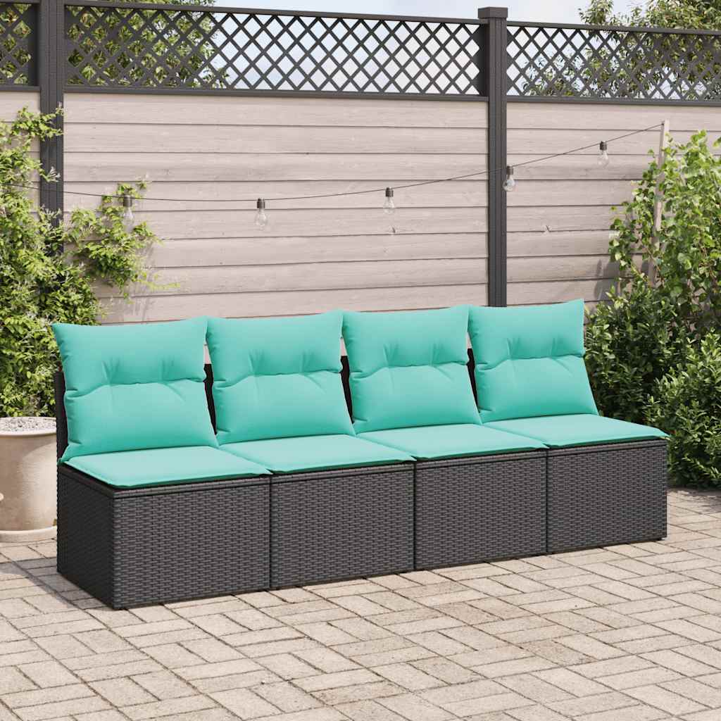 sofasæt til haven 2 dele med hynder polyrattan akacietræ sort