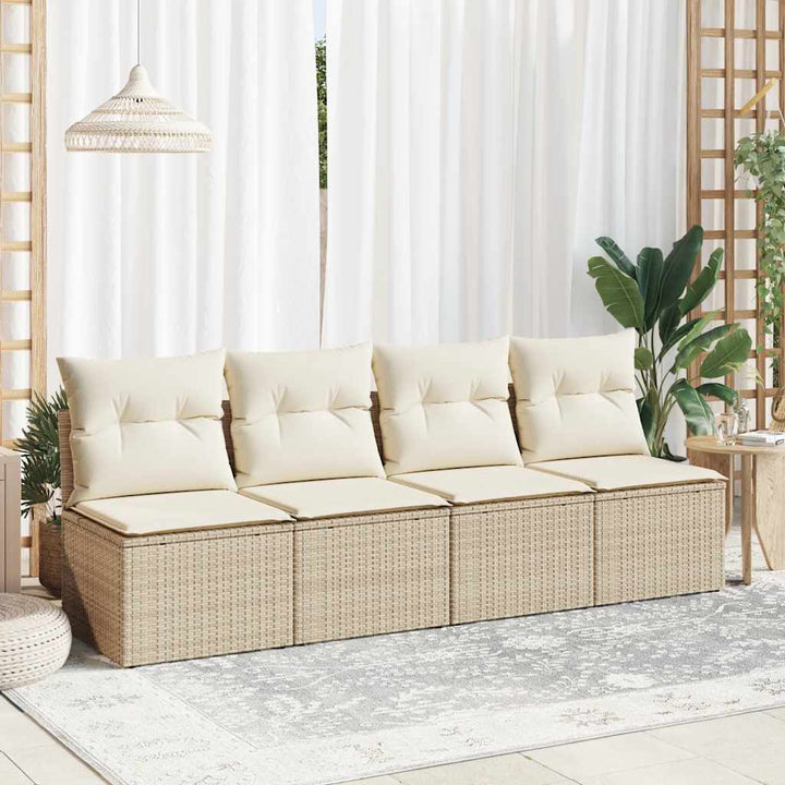 sofasæt til haven 2 dele med hynder polyrattan akacietræ beige