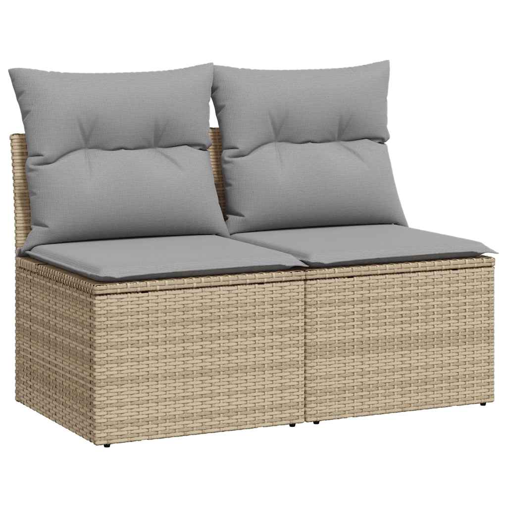 sofasæt til haven 2 dele med hynder polyrattan akacietræ beige