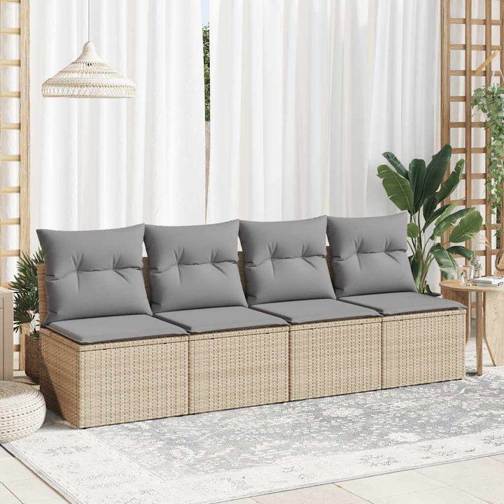 sofasæt til haven 2 dele med hynder polyrattan akacietræ beige