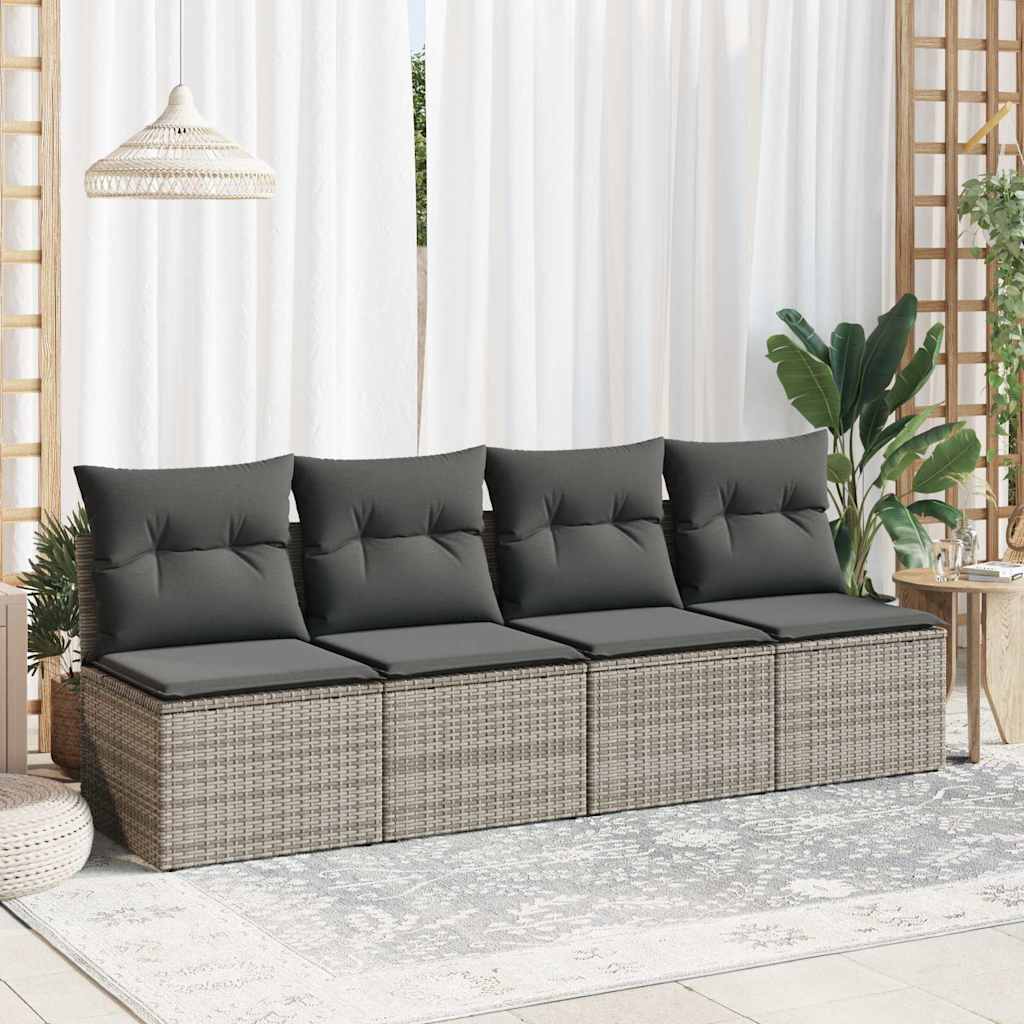 sofasæt til haven 2 dele med hynder polyrattan akacietræ grå