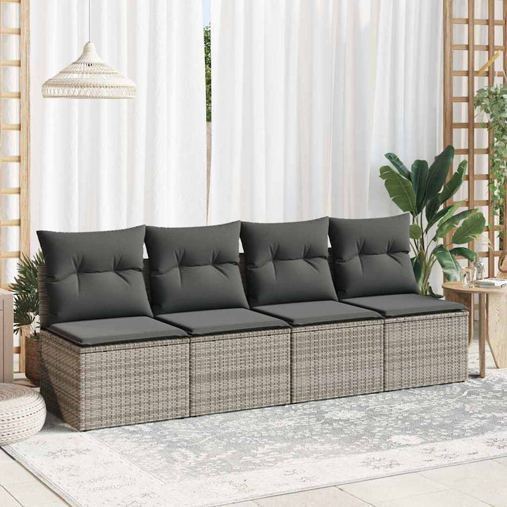 sofasæt til haven 2 dele med hynder polyrattan akacietræ grå