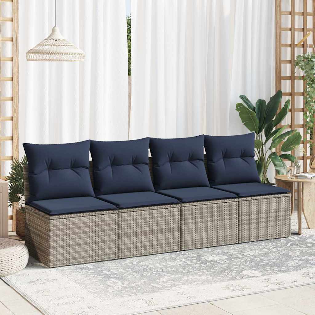 sofasæt til haven 2 dele med hynder polyrattan akacietræ grå