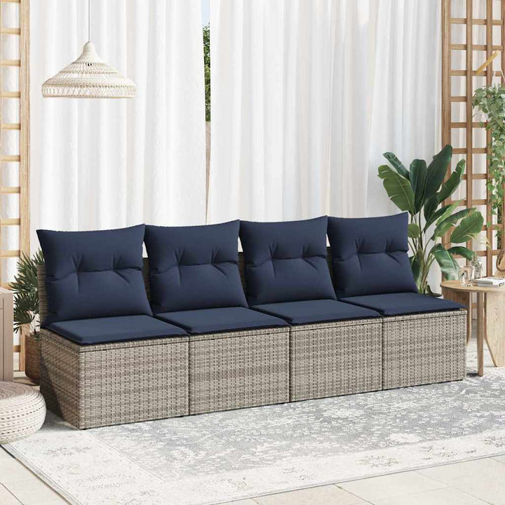 sofasæt til haven 2 dele med hynder polyrattan akacietræ grå