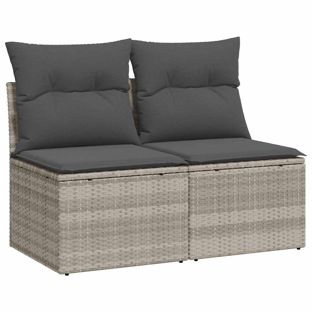sofasæt til haven 2dele med hynder polyrattan akacietræ lysegrå
