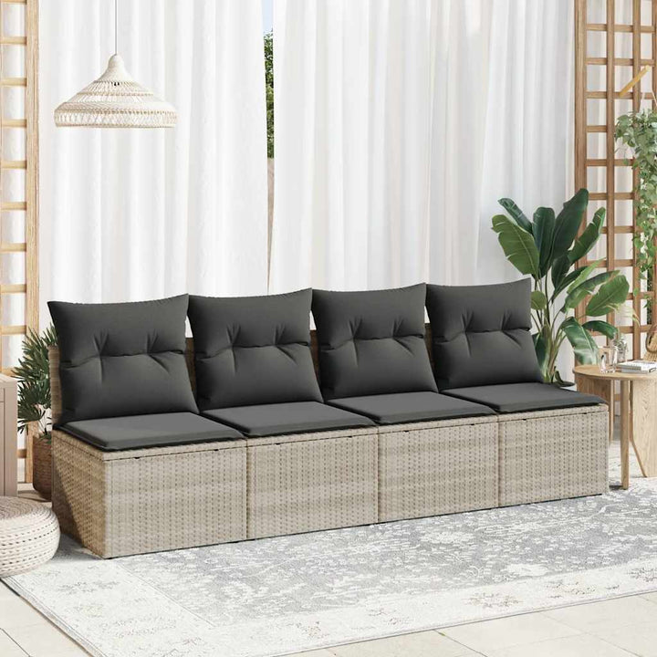 sofasæt til haven 2dele med hynder polyrattan akacietræ lysegrå
