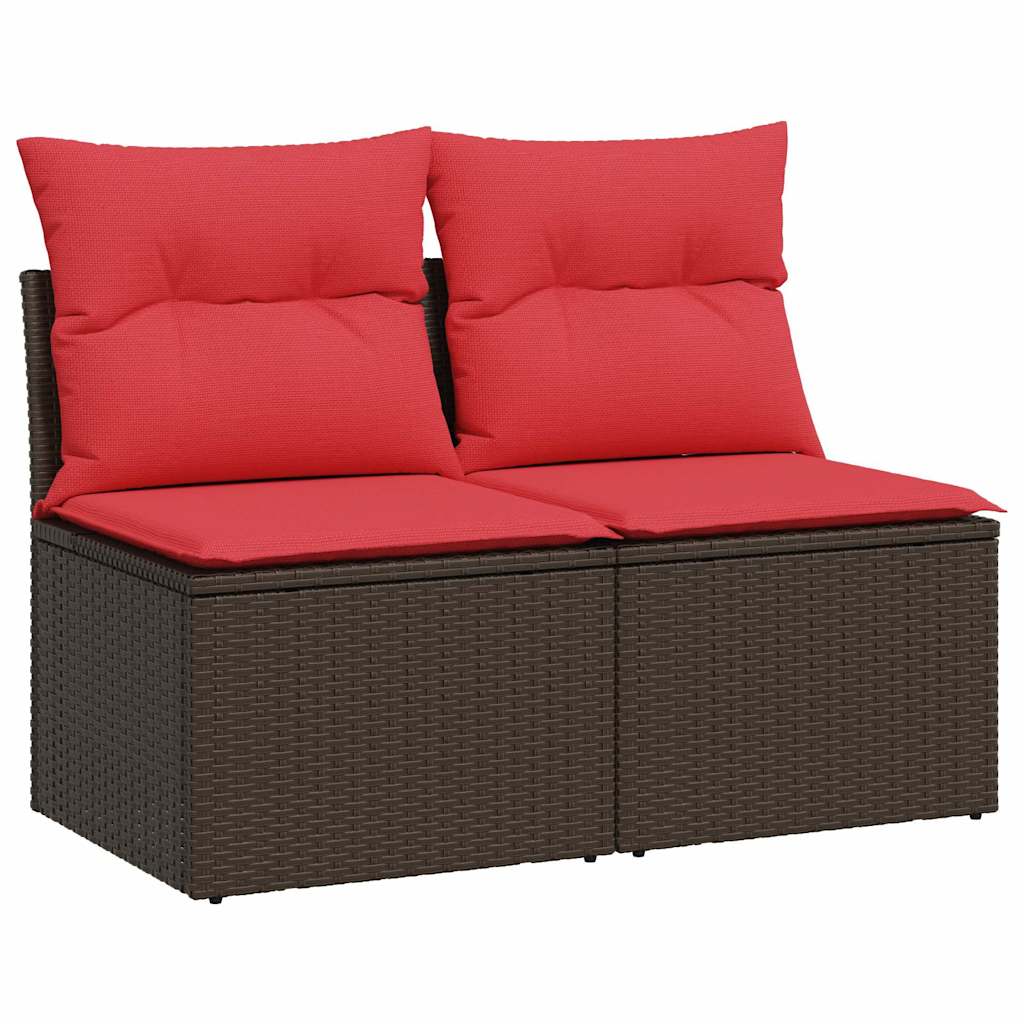 sofasæt til haven 2 dele med hynder polyrattan akacietræ brun