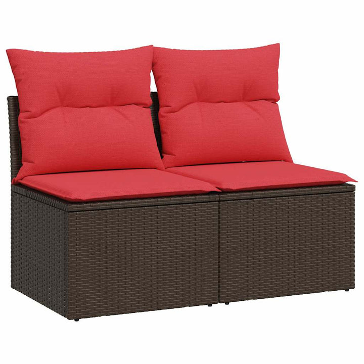 sofasæt til haven 2 dele med hynder polyrattan akacietræ brun