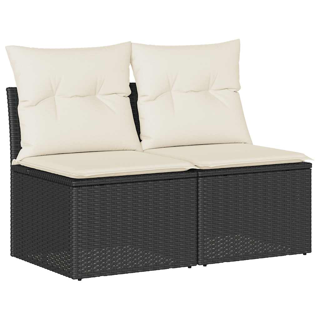 sofasæt til haven 2 dele med hynder polyrattan akacietræ sort