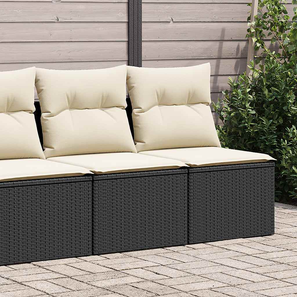 sofasæt til haven 2 dele med hynder polyrattan akacietræ sort