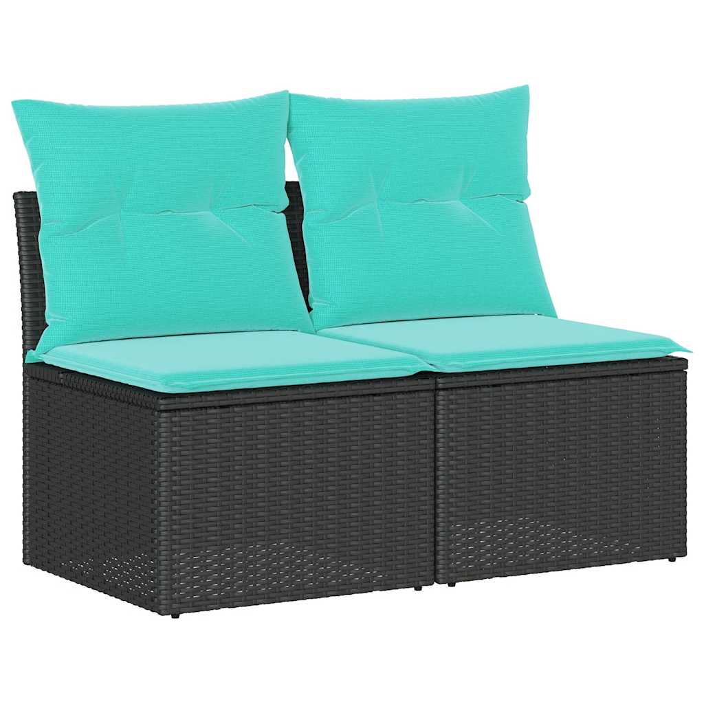 sofasæt til haven 2 dele med hynder polyrattan akacietræ sort