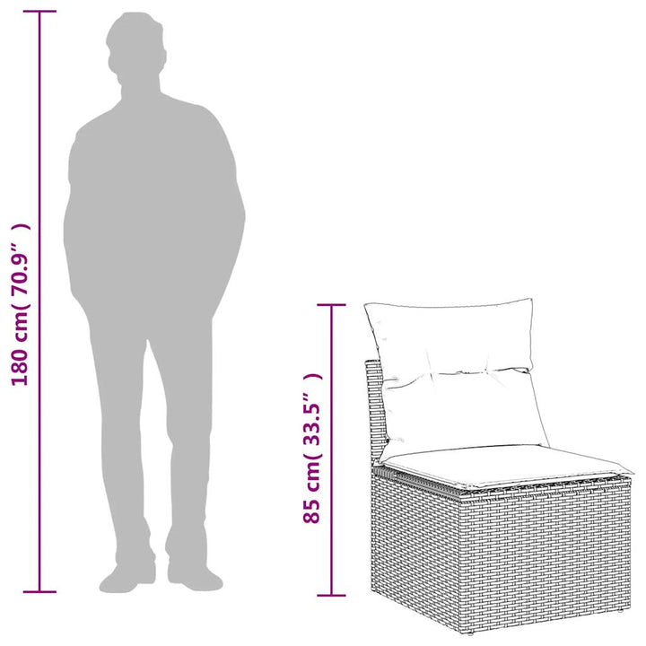 sofasæt til haven 2 dele med hynder polyrattan akacietræ sort