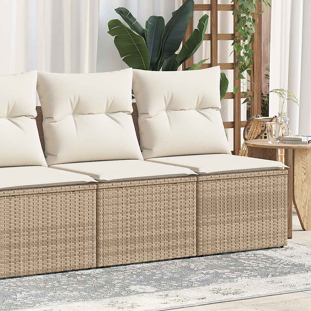 sofasæt til haven 2 dele med hynder polyrattan akacietræ beige