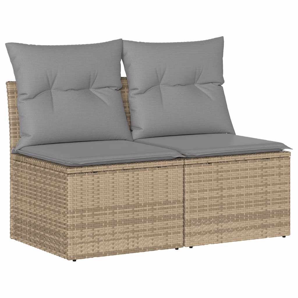 sofasæt til haven 2 dele med hynder polyrattan akacietræ beige