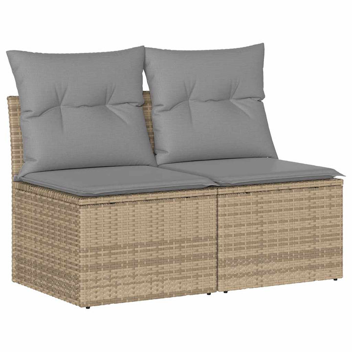 sofasæt til haven 2 dele med hynder polyrattan akacietræ beige