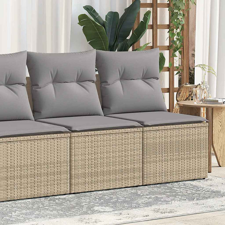 sofasæt til haven 2 dele med hynder polyrattan akacietræ beige
