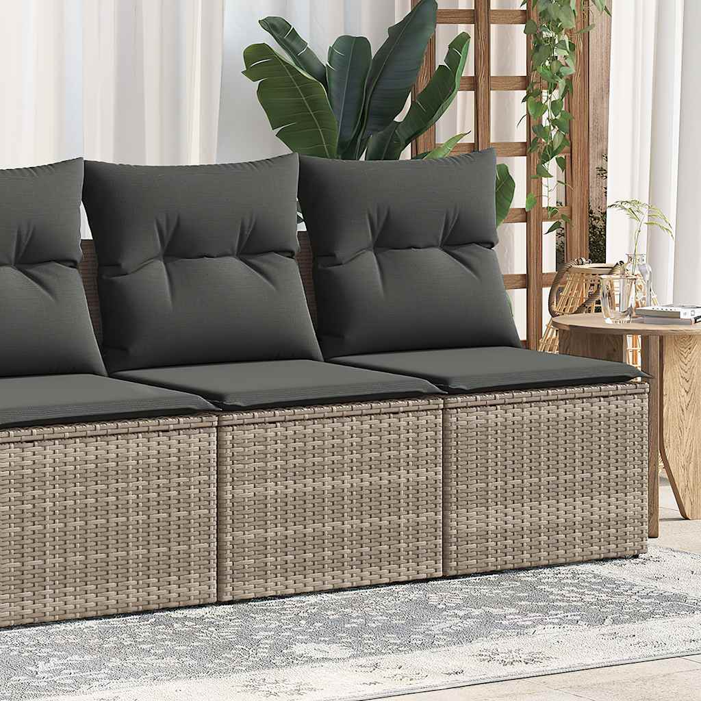 sofasæt til haven 2 dele med hynder polyrattan akacietræ grå