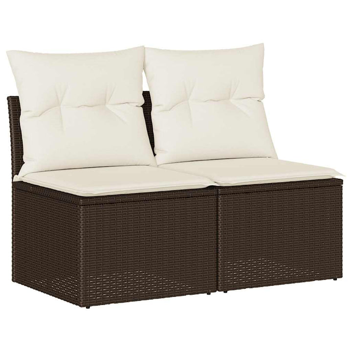 sofasæt til haven 2 dele med hynder polyrattan akacietræ brun