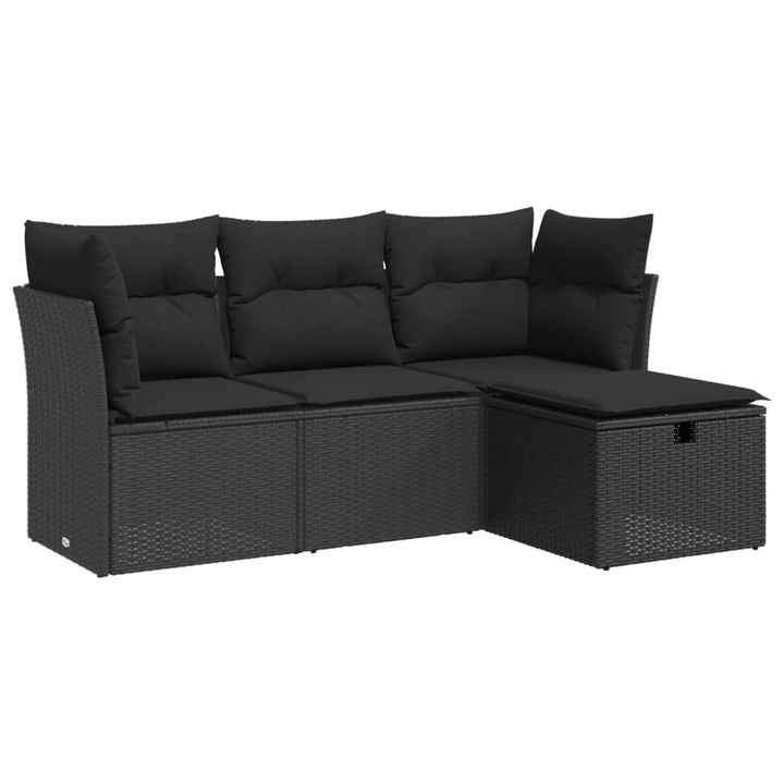 sofasæt til haven 4 dele med hynder polyrattan sort
