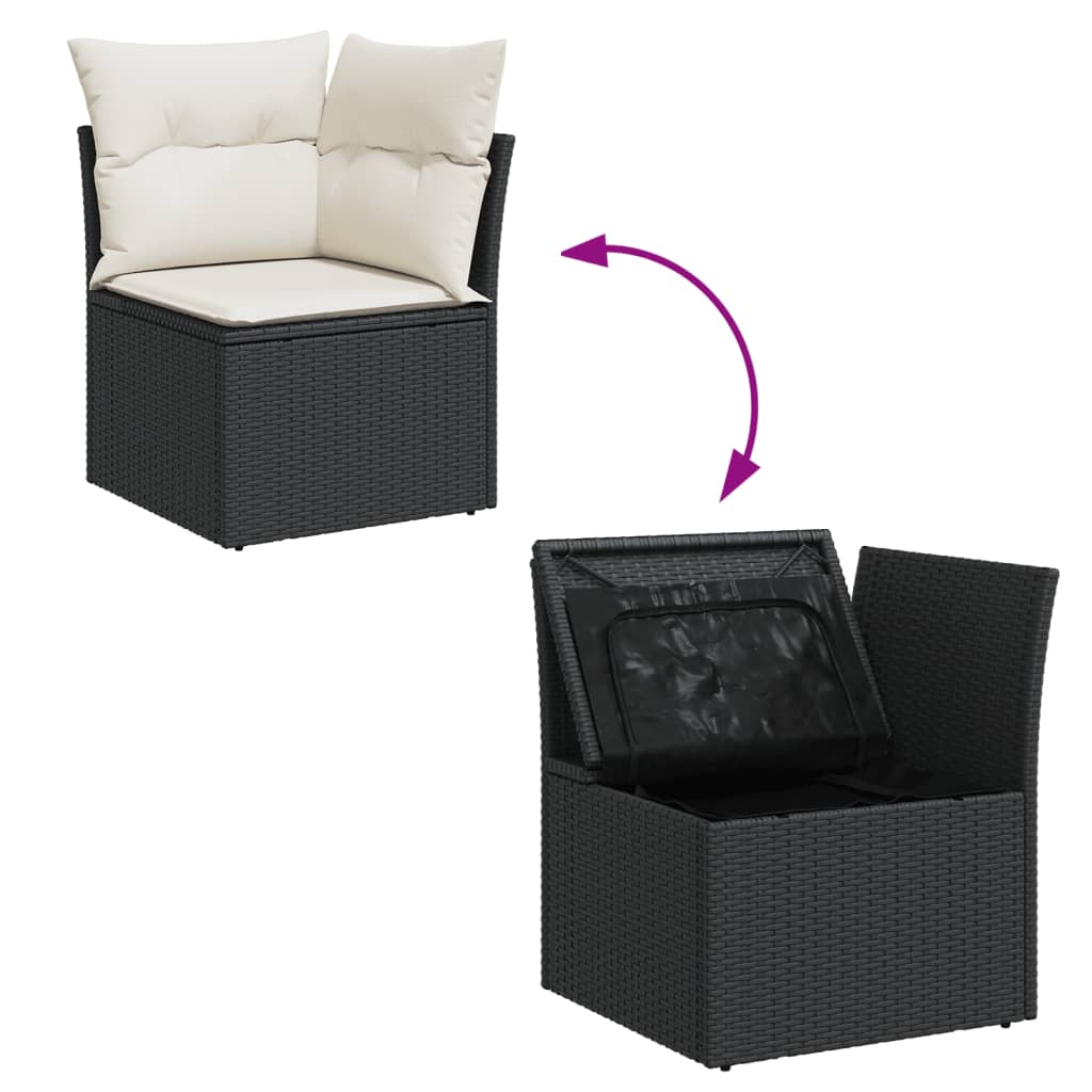 sofasæt til haven 4 dele med hynder polyrattan sort