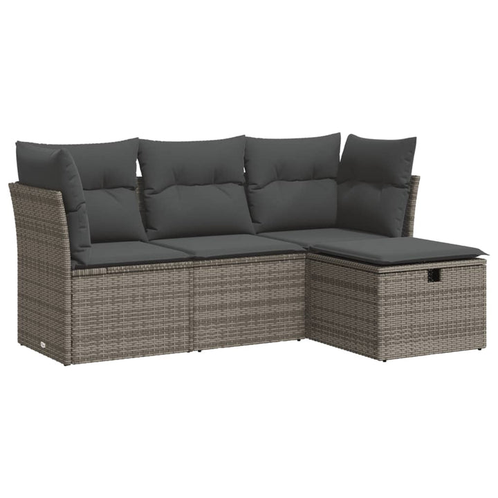 sofasæt til haven 4 dele med hynder polyrattan grå