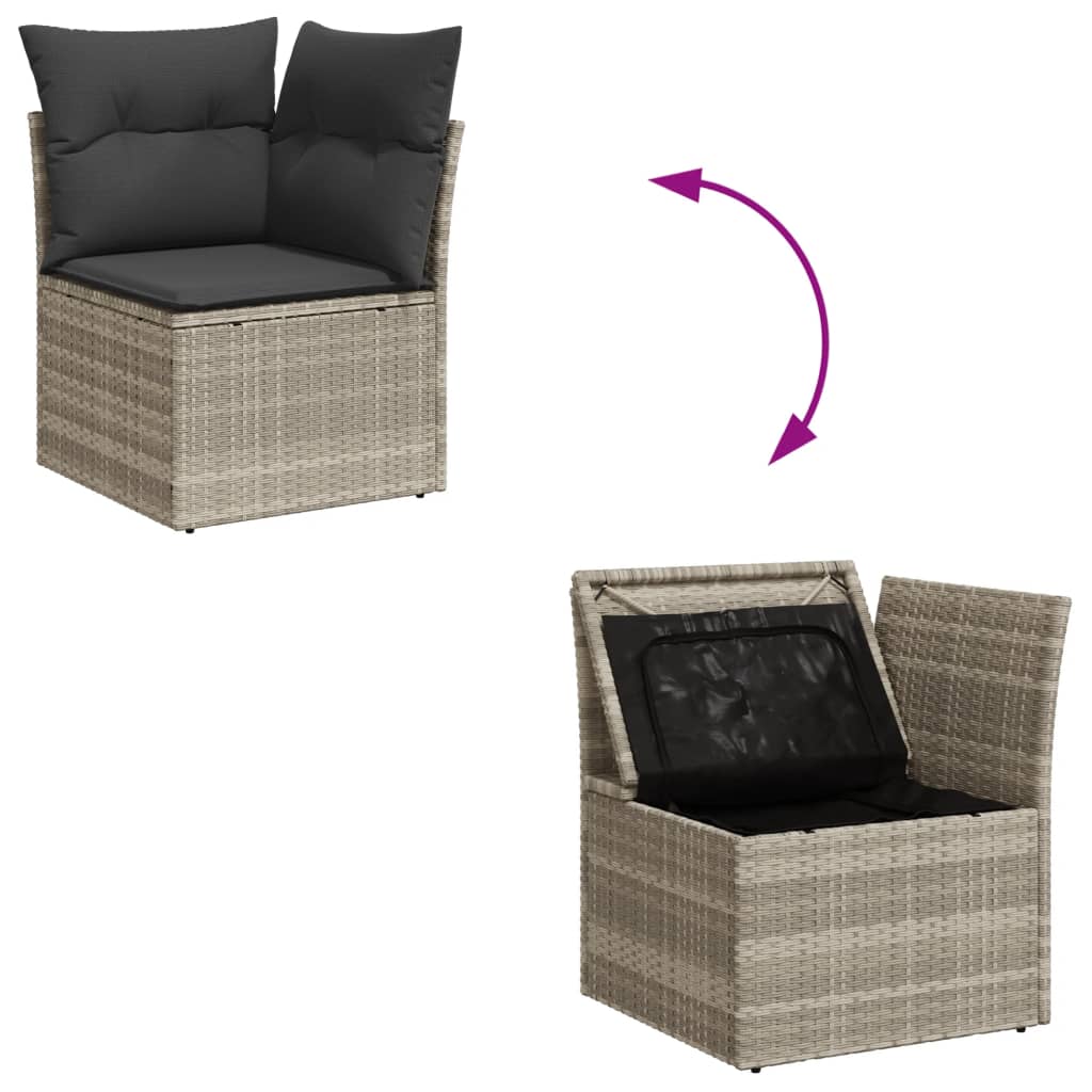 sofasæt til haven 4 dele med hynder polyrattan lysegrå