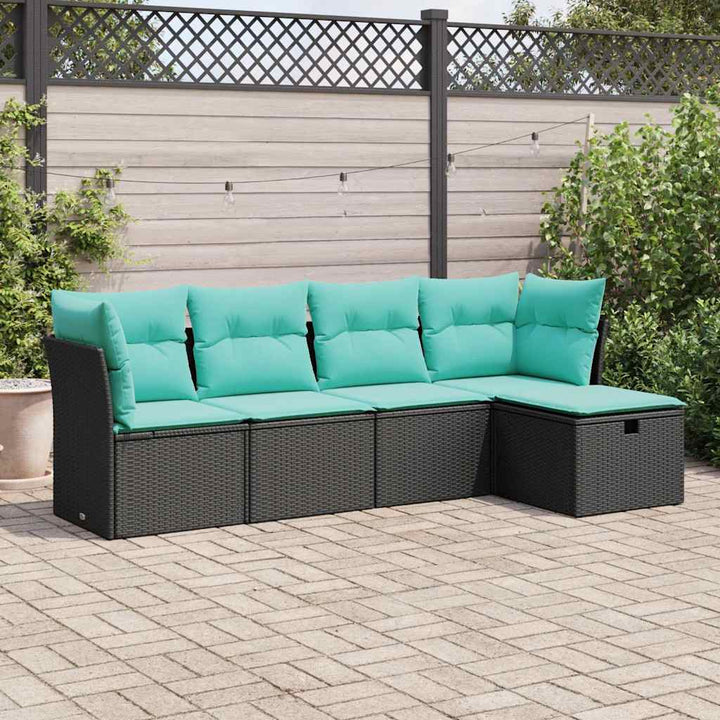 sofasæt til haven 5 dele med hynder polyrattan sort