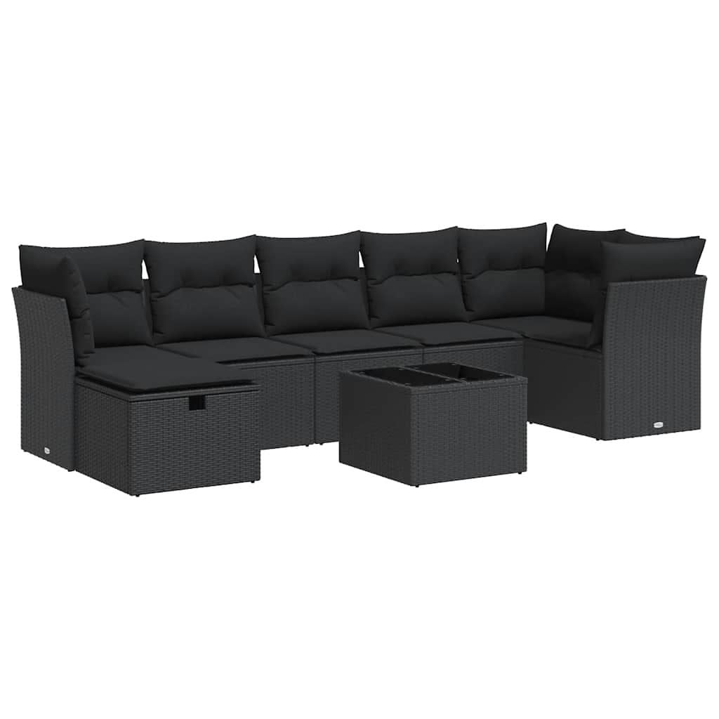 sofasæt til haven 8 dele med hynder polyrattan sort