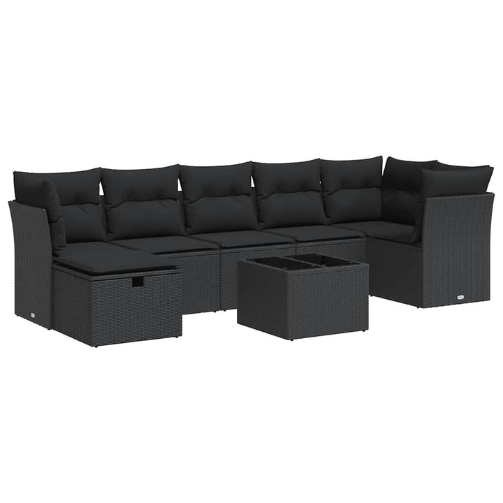 sofasæt til haven 8 dele med hynder polyrattan sort