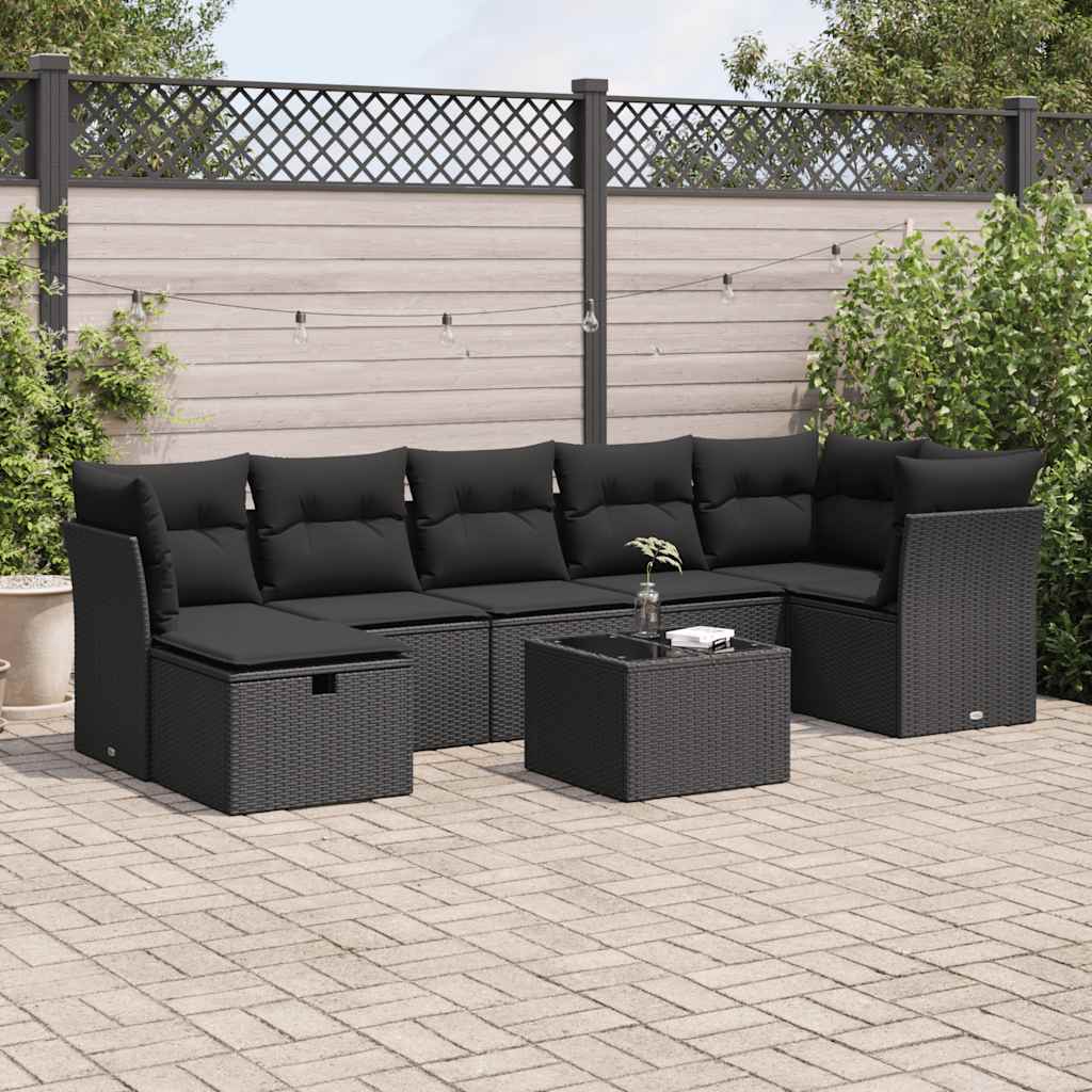 sofasæt til haven 8 dele med hynder polyrattan sort