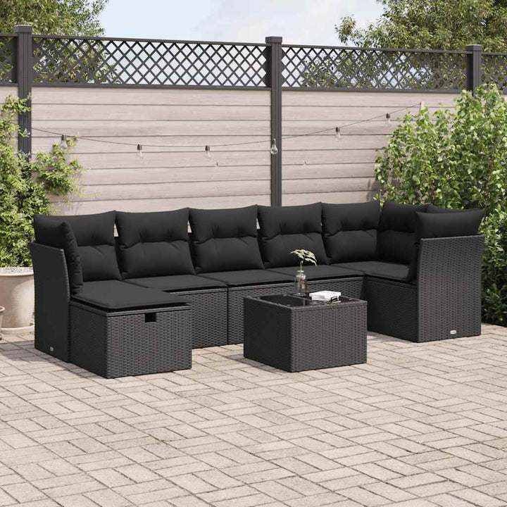 sofasæt til haven 8 dele med hynder polyrattan sort