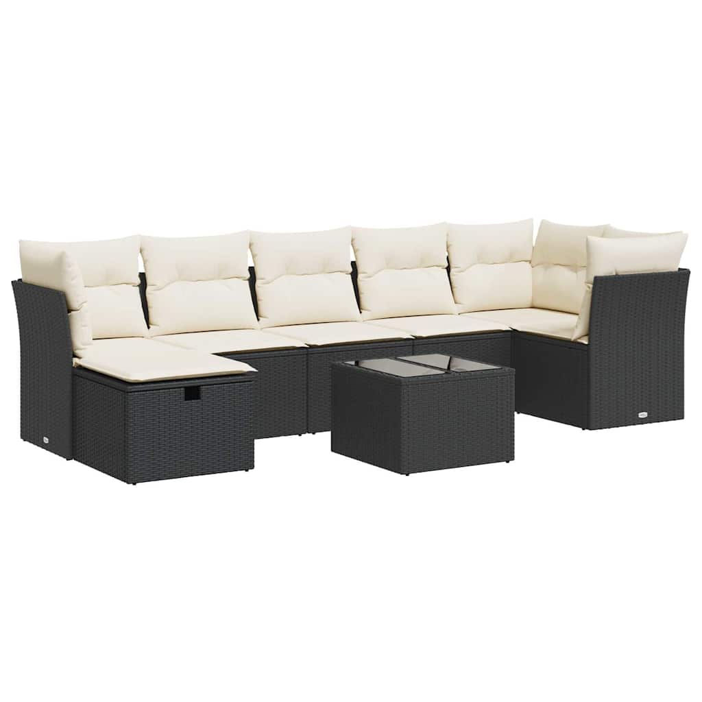 sofasæt til haven 8 dele med hynder polyrattan sort