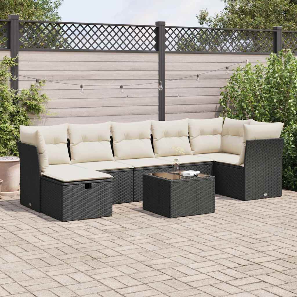 sofasæt til haven 8 dele med hynder polyrattan sort