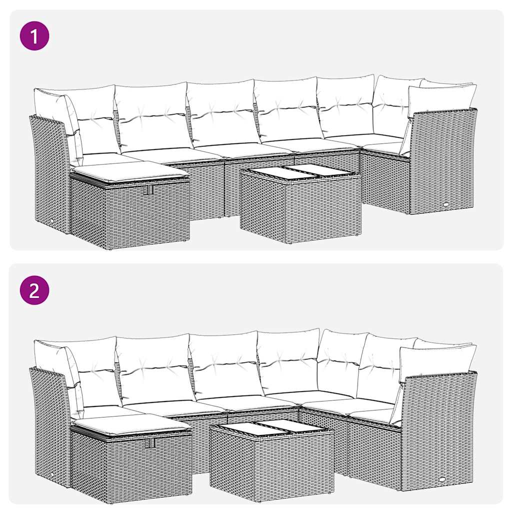 sofasæt til haven 8 dele med hynder polyrattan sort
