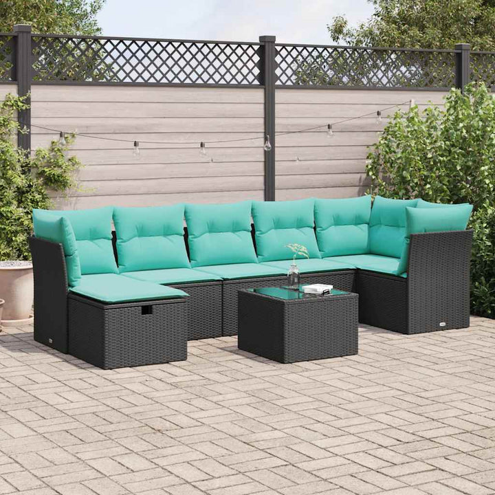 sofasæt til haven 8 dele med hynder polyrattan sort