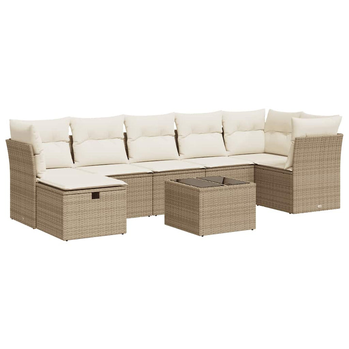 sofasæt til haven 8 dele med hynder polyrattan beige