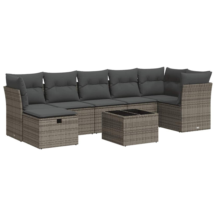 sofasæt til haven 8 dele med hynder polyrattan grå