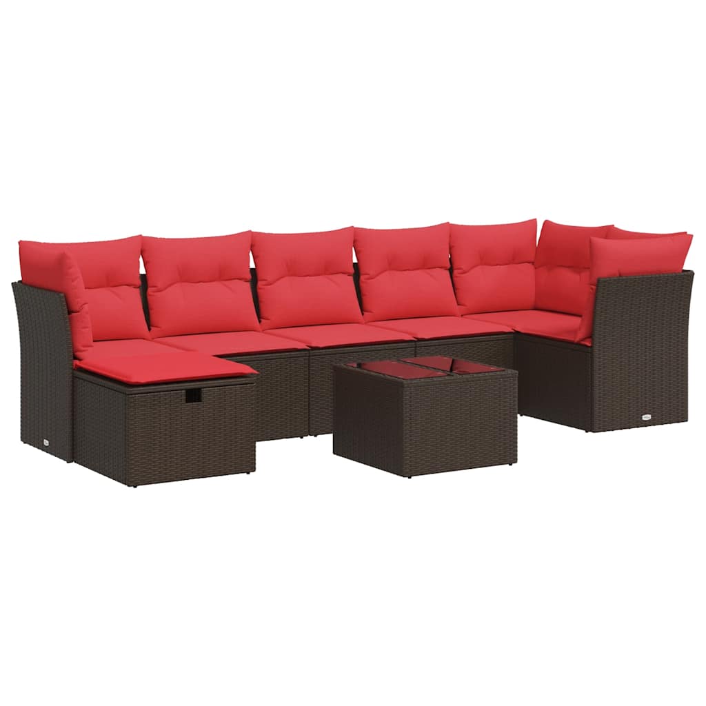 sofasæt til haven 8 dele med hynder polyrattan brun