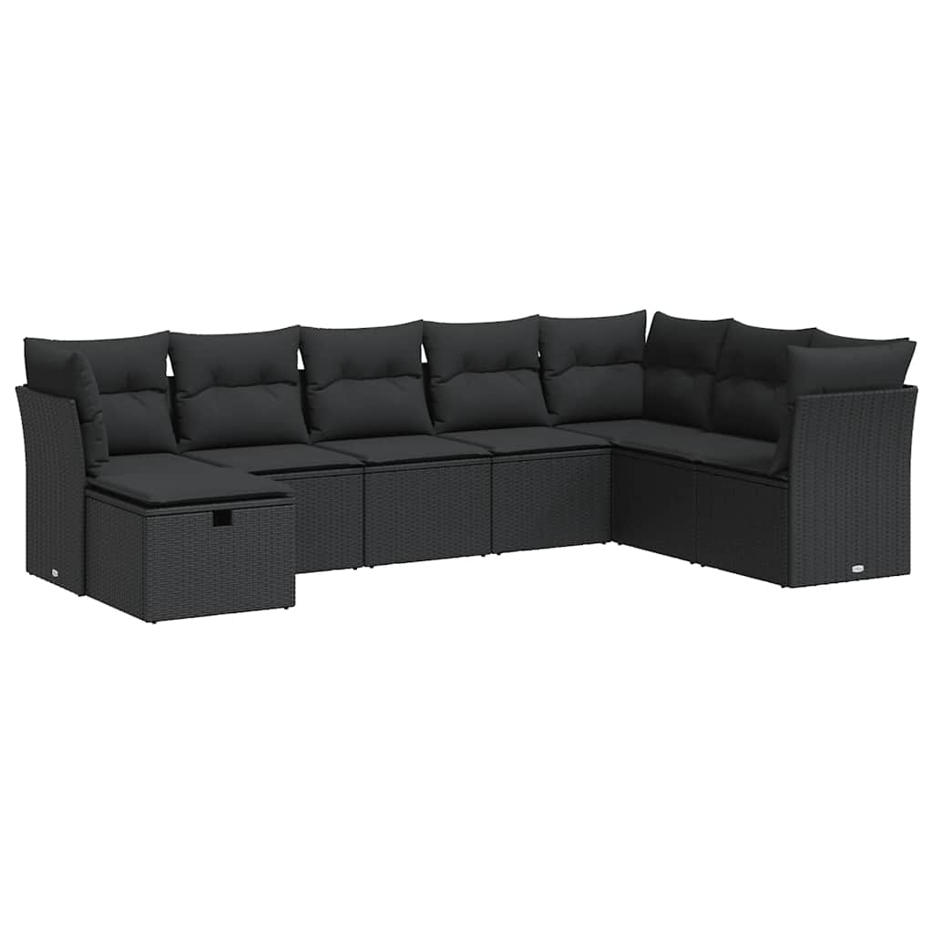 sofasæt til haven 8 dele med hynder polyrattan sort