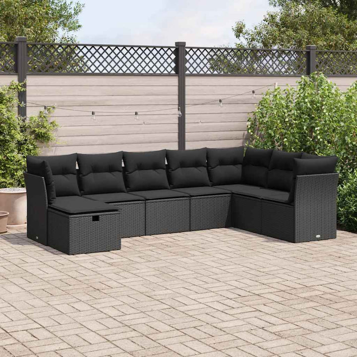 sofasæt til haven 8 dele med hynder polyrattan sort