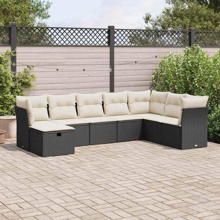 sofasæt til haven 8 dele med hynder polyrattan sort