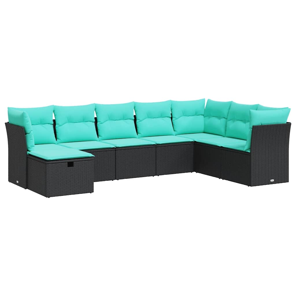 sofasæt til haven 8 dele med hynder polyrattan sort